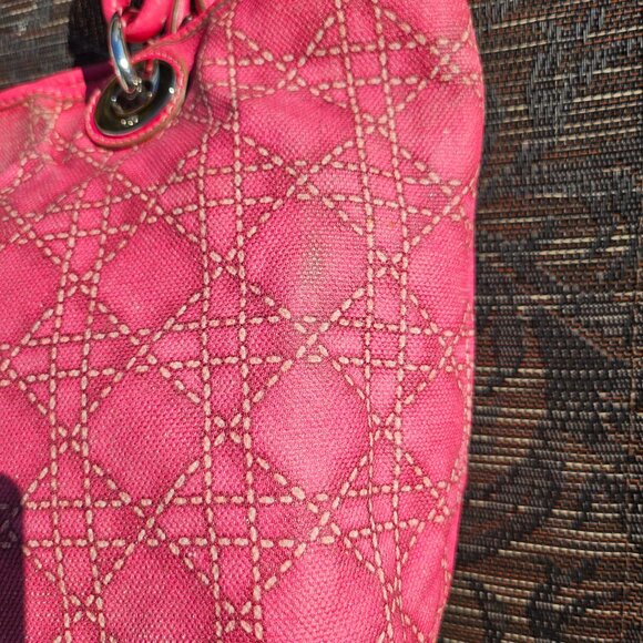 CHRISTIAN DIOR Coated Canvas Cannage Print Cherie Small Tote Pink - Picture 17 of 17
